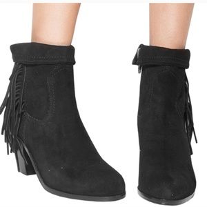 Sam Edelman Black Suede Fringe ‘Louie’ Booties